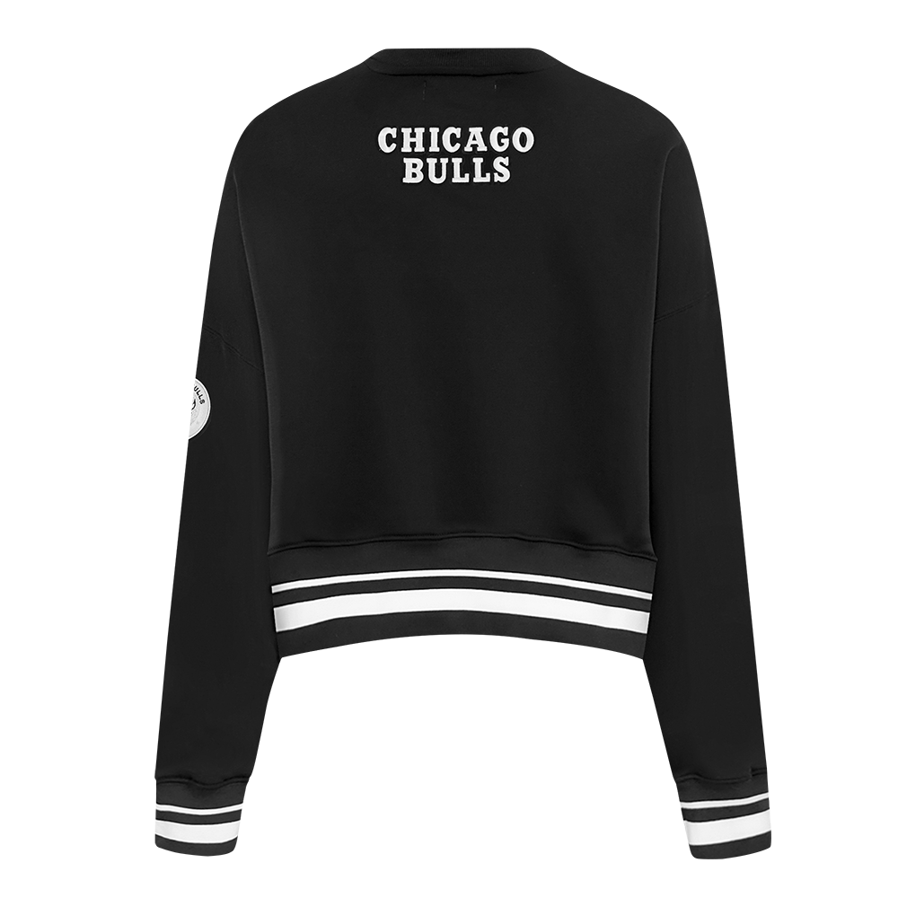 NBA CHICAGO BULLS PEARLS WOMEN'S RIB FLEECE CREWNECK (BLACK)