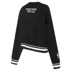 NBA CHICAGO BULLS PEARLS WOMEN'S RIB FLEECE CREWNECK (BLACK)