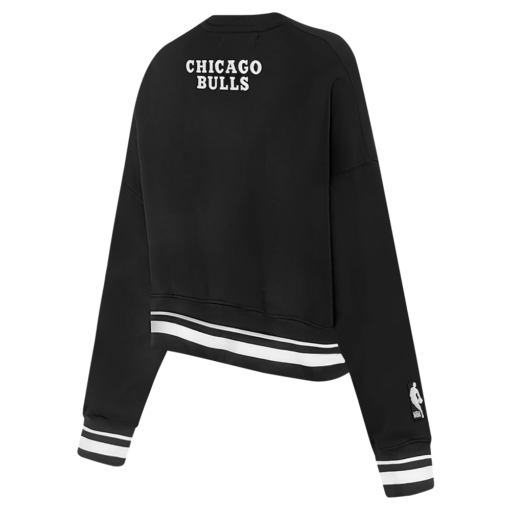 NBA CHICAGO BULLS PEARLS WOMEN'S RIB FLEECE CREWNECK (BLACK)