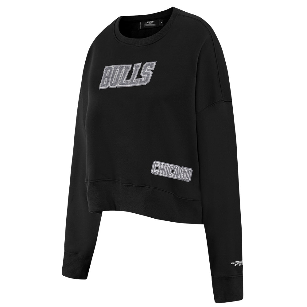 NBA CHICAGO BULLS REVERSE FRENCH TERRY WOMEN'S FLEECE CREWNECK (BLACK)