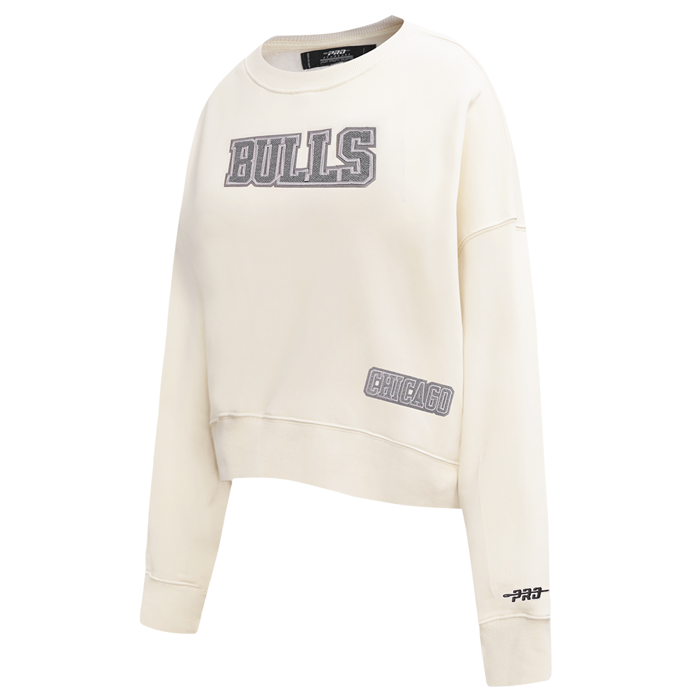 NBA CHICAGO BULLS REVERSE FRENCH TERRY WOMEN'S FLEECE CREWNECK (EGGSHELL)