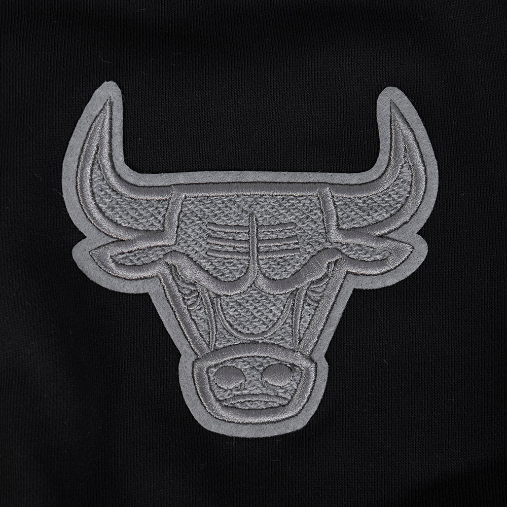 NBA CHICAGO BULLS REVERSE FRENCH TERRY WOMEN'S COLOR BLOCK FLEECE FULL ZIP HOODIE (BLACK/GRAY/EGGSHELL)