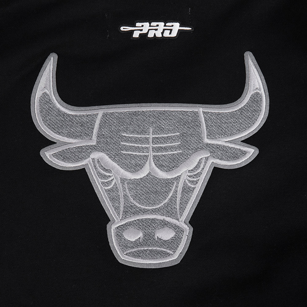 NBA CHICAGO BULLS REVERSE FRENCH TERRY WOMEN'S COLOR BLOCK FLEECE FULL ZIP HOODIE (BLACK/GRAY/EGGSHELL)