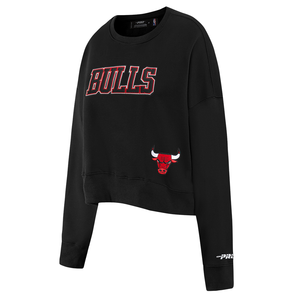 NBA CHICAGO BULLS GAME DAY CLASSICS WOMEN'S DOUBLE KNIT CREWNECK (BLACK)