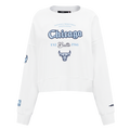 NBA CHICAGO BULLS COUNTRY CLUB WOMEN'S DOUBLE KNIT CREWNECK (WHITE)
