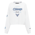 NBA CHICAGO BULLS COUNTRY CLUB WOMEN'S DOUBLE KNIT CREWNECK (WHITE)