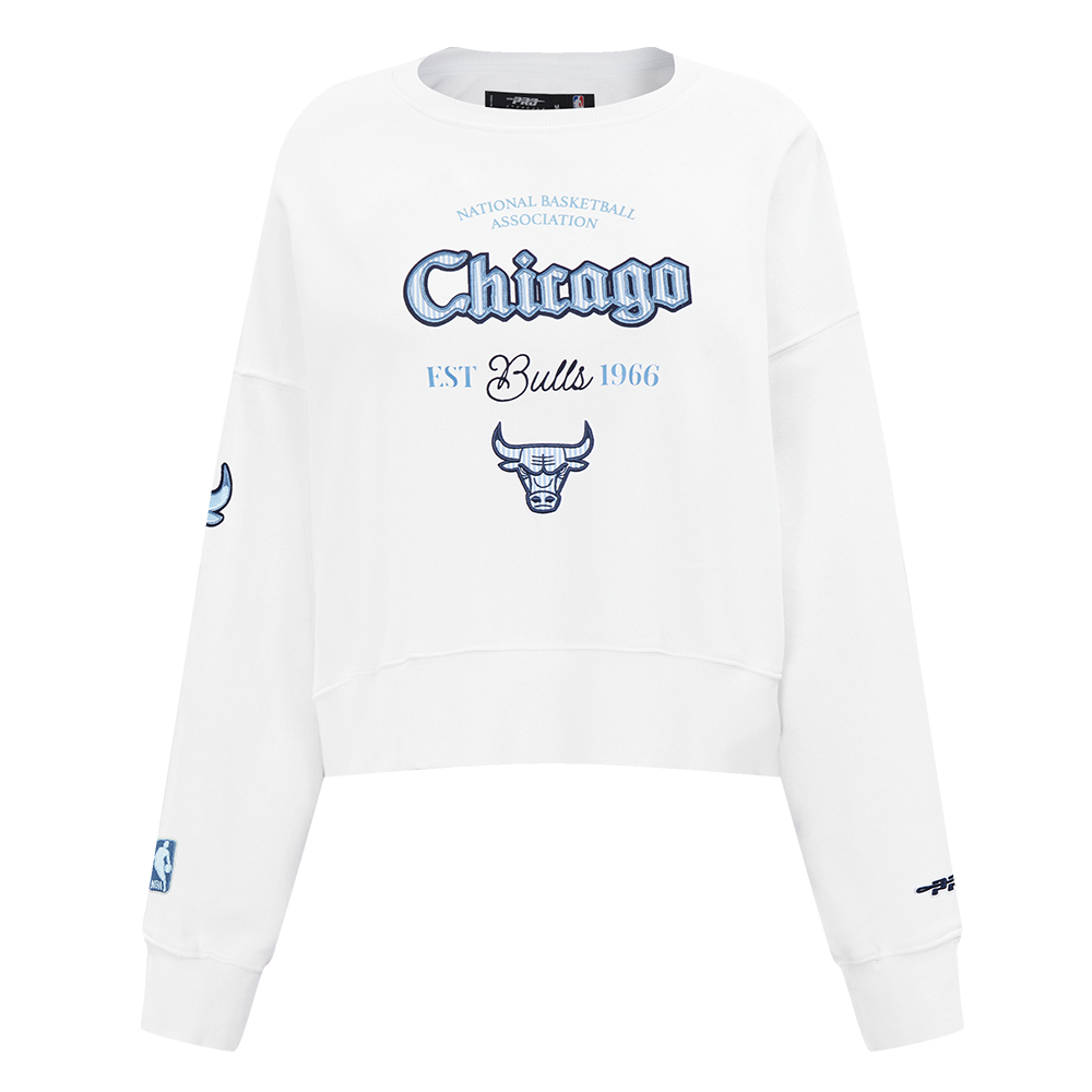NBA CHICAGO BULLS COUNTRY CLUB WOMEN'S DOUBLE KNIT CREWNECK (WHITE)