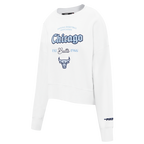 NBA CHICAGO BULLS COUNTRY CLUB WOMEN'S DOUBLE KNIT CREWNECK (WHITE)