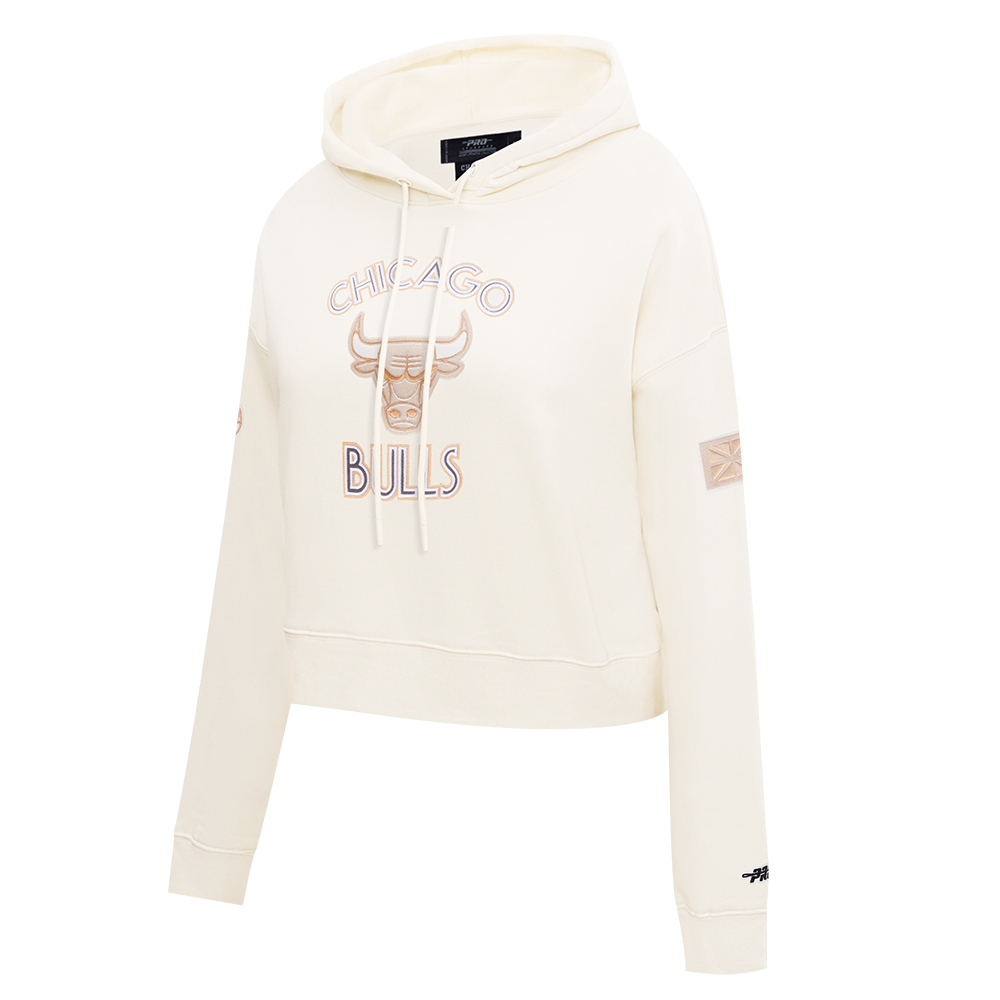 NBA CHICAGO BULLS CITY EDITION 24-25 WOMEN'S FLEECE CROPPED PULLOVER HOODIE (EGGSHELL)