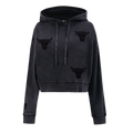NBA CHICAGO BULLS WASHED CRYSTALLINE WOMEN'S CROPPED PULLOVER HOODIE (WASHED BLACK)