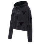 NBA CHICAGO BULLS WASHED CRYSTALLINE WOMEN'S CROPPED PULLOVER HOODIE (WASHED BLACK)
