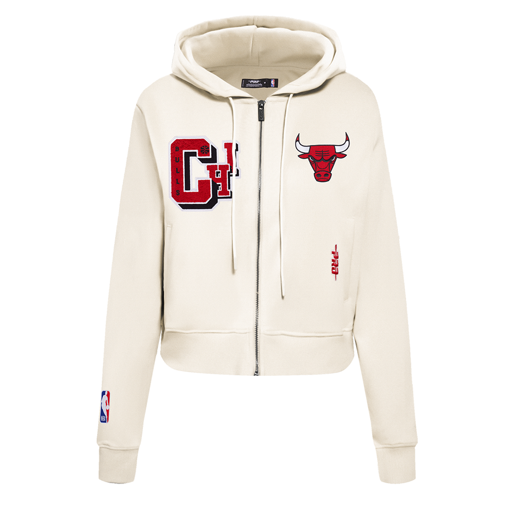 NBA CHICAGO BULLS BEST OF CHANDAIL À CAPUCHON EN MOLLETON À GLISSIÈRE POUR FEMME (COQUILLE D'ŒUF)