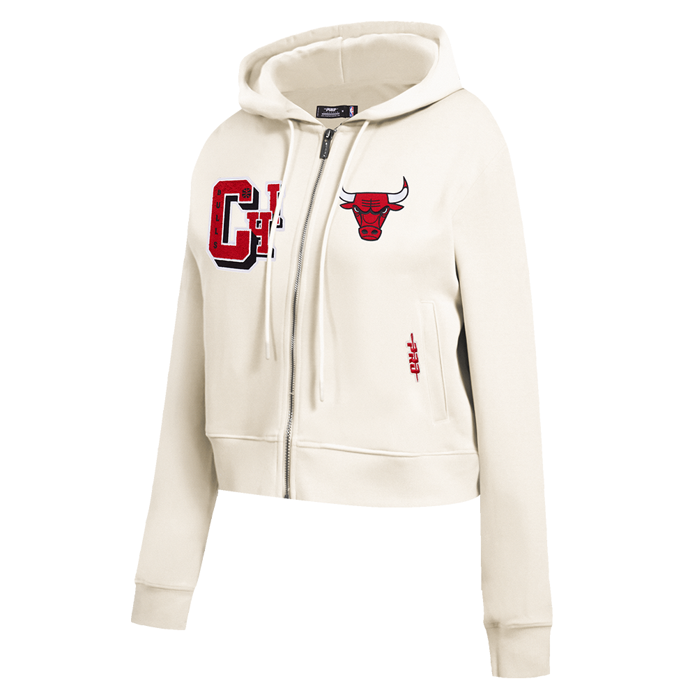 NBA CHICAGO BULLS BEST OF CHANDAIL À CAPUCHON EN MOLLETON À GLISSIÈRE POUR FEMME (COQUILLE D'ŒUF)