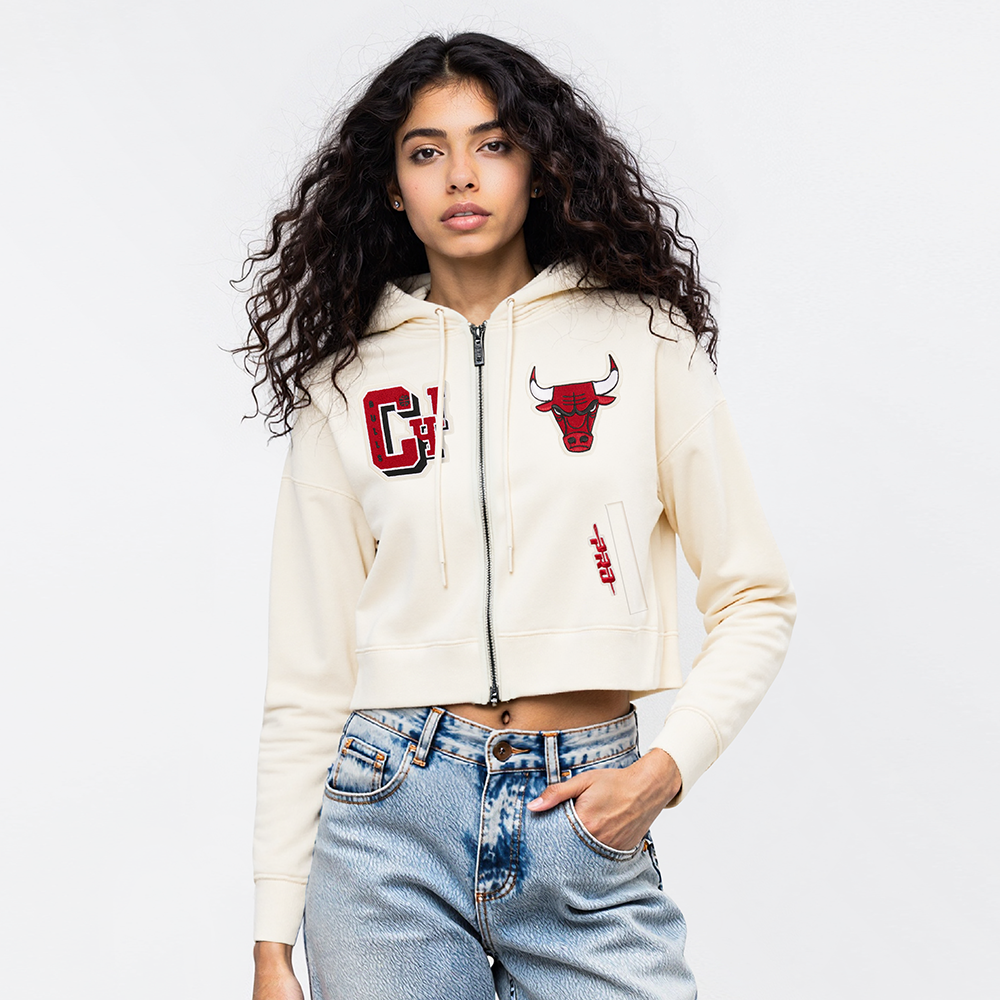 NBA CHICAGO BULLS BEST OF CHANDAIL À CAPUCHON EN MOLLETON À GLISSIÈRE POUR FEMME (COQUILLE D'ŒUF)