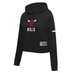 NBA CHICAGO BULLS MODERN ORIGINALS WOMEN'S FLC CROPPED PO HOODIE (BLACK)