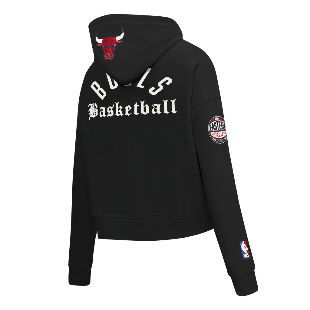 NBA CHICAGO BULLS MODERN ORIGINALS WOMEN'S FLC CROPPED PO HOODIE (BLACK)