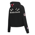NBA CHICAGO BULLS MODERN ORIGINALS WOMEN'S FLC CROPPED PO HOODIE (BLACK)