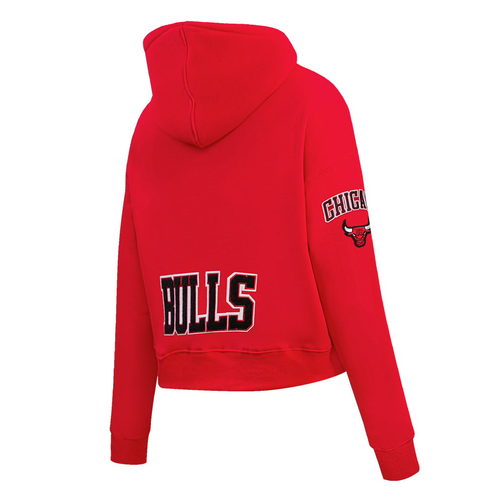 NBA CHICAGO BULLS CLASSIC WOMEN'S CROPPED PULLOVER HOODIE (RED)