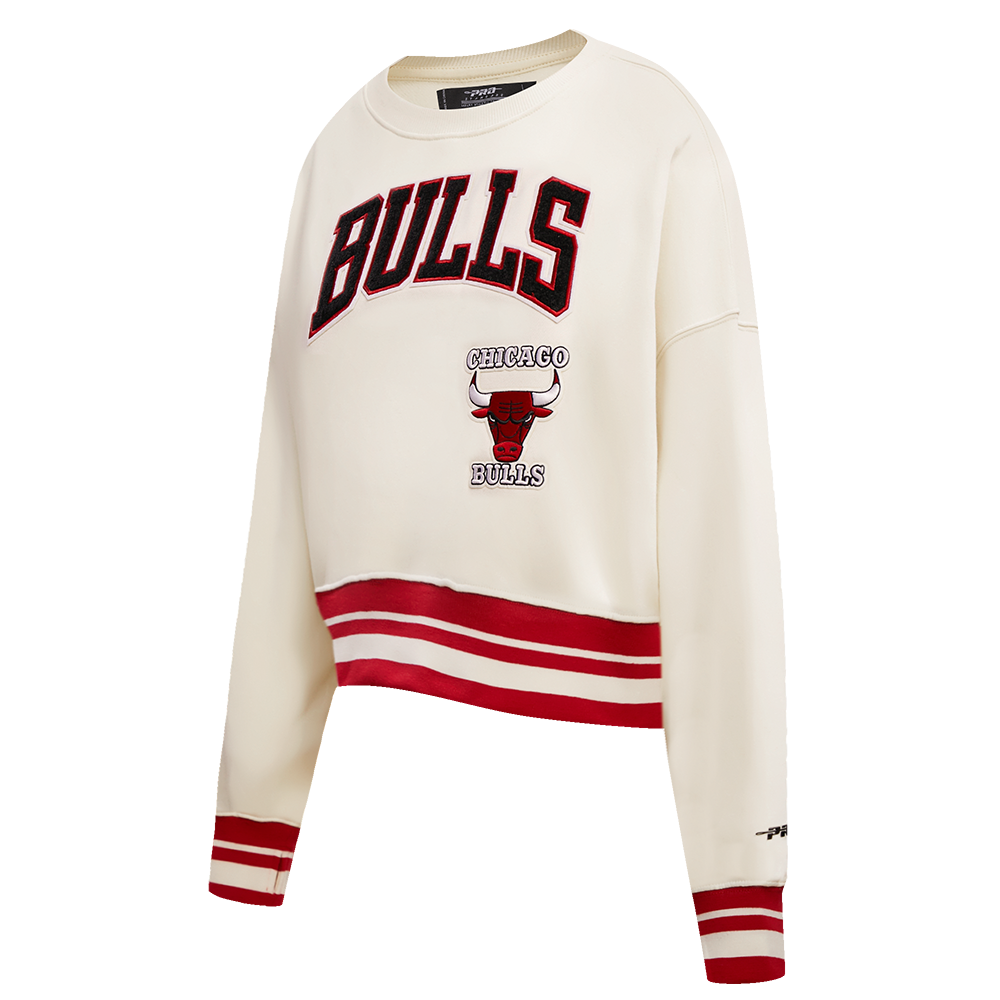 NBA CHICAGO BULLS RETRO CLASSIC WOMEN'S CREWNECK (EGGSHELL/ RED)