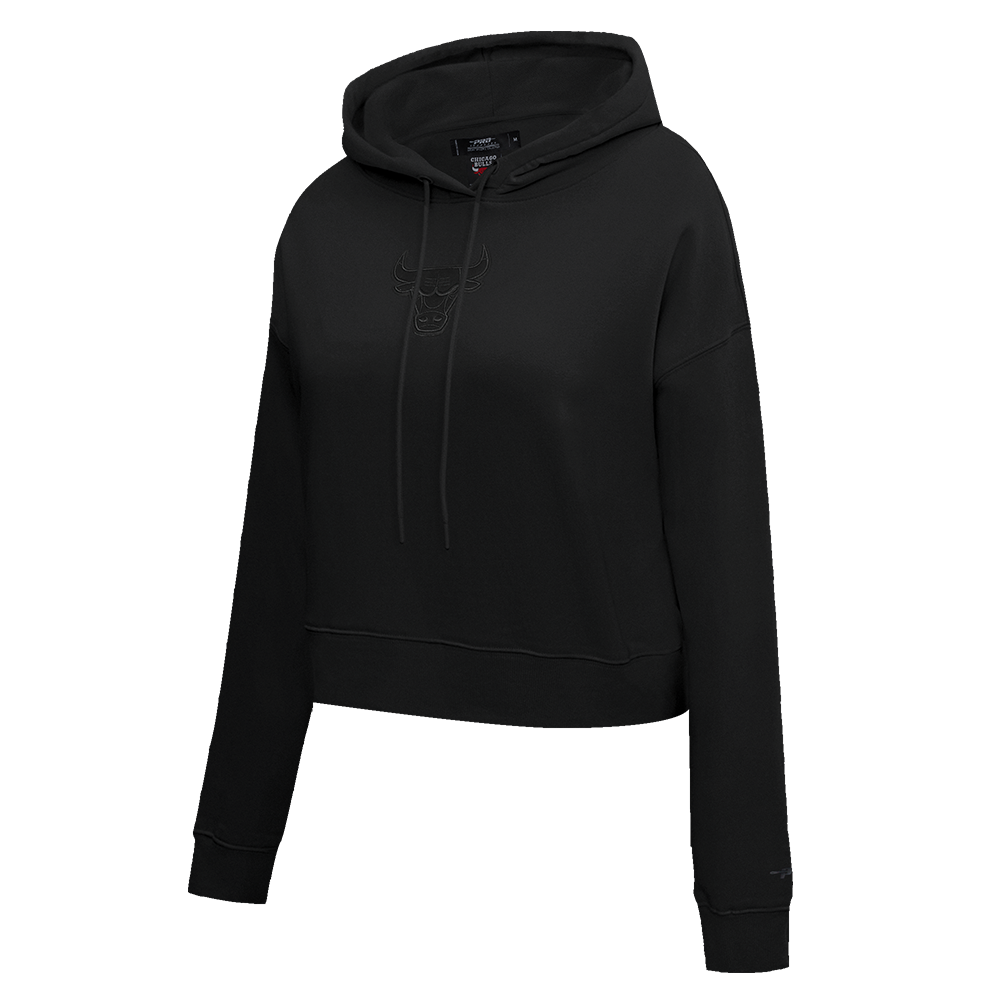 NBA CHICAGO BULLS NEUTRAL CROPPED WOMEN'S PULLOVER HOODIE (BLACK)