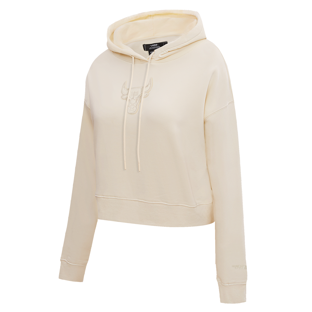 NBA CHICAGO BULLS NEUTRAL CROPPED WOMEN'S PULLOVER HOODIE (EGGSHELL)