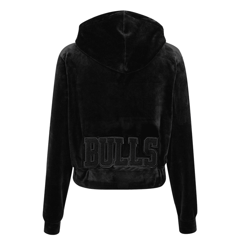 NBA CHICAGO BULLS TRIPLE BLACK CHANDAIL À CAPUCHON EN VELOURS À GLISSIÈRE POUR FEMME (TRIPLE NOIR)