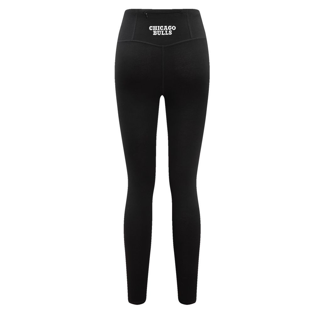 NBA CHICAGO BULLS SCRIPT TAIL WOMEN'S HIGH WAIST JERSEY LEGGING (BLACK)