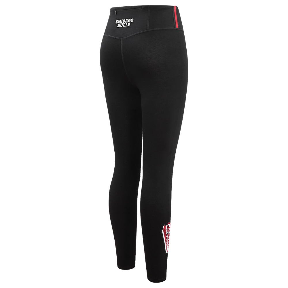 NBA CHICAGO BULLS SCRIPT TAIL WOMEN'S HIGH WAIST JERSEY LEGGING (BLACK)