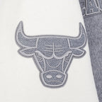 NBA CHICAGO BULLS REVERSE FRENCH TERRY WOMEN'S WOOL VARSITY JACKET (BLACK/GRAY/EGGSHELL)
