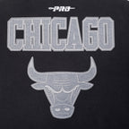 NBA CHICAGO BULLS REVERSE FRENCH TERRY WOMEN'S WOOL VARSITY JACKET (BLACK/GRAY/EGGSHELL)