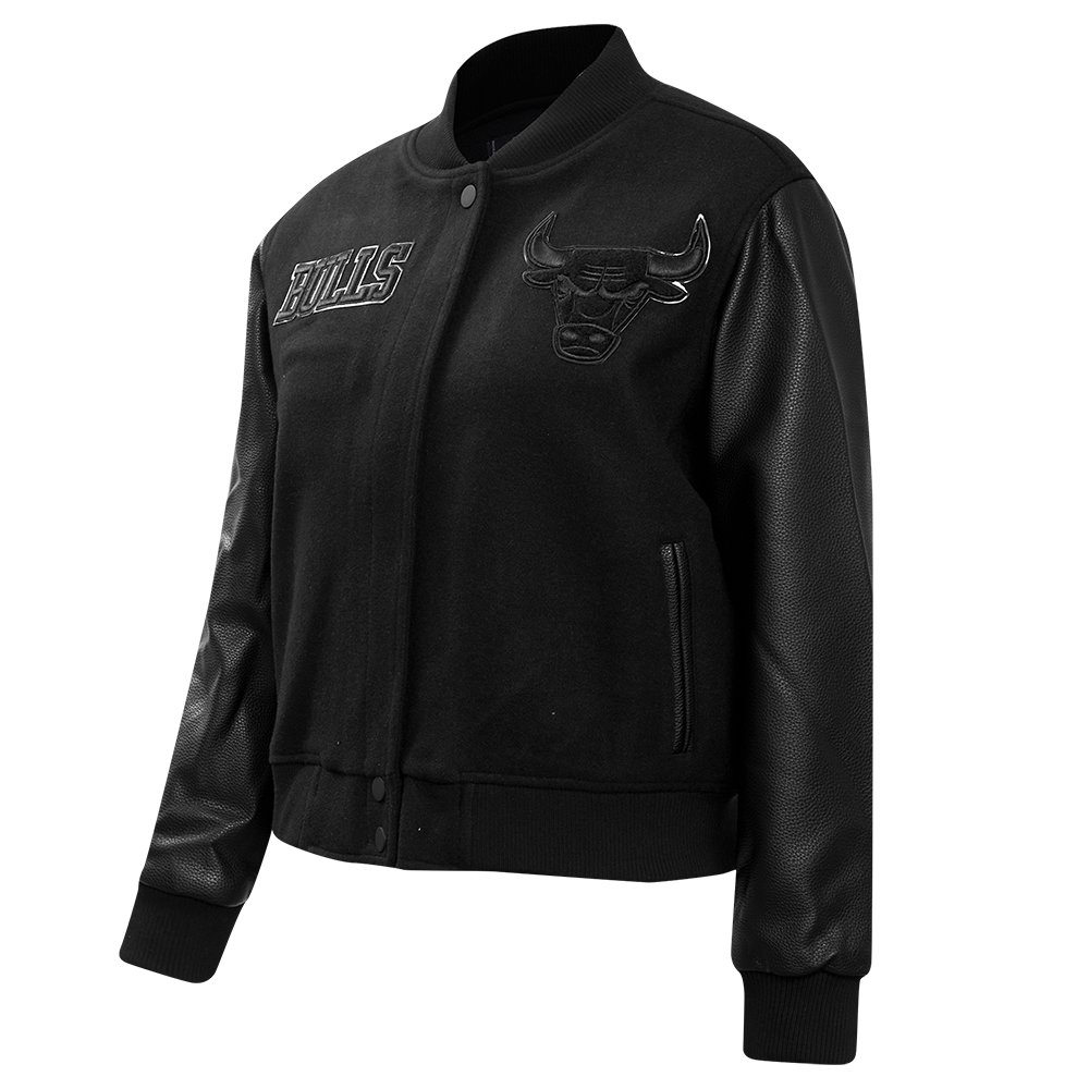 NBA CHICAGO BULLS TRIPLE BLACK WOOL WOMEN'S VARSITY JACKET (TRIPLE BLACK)