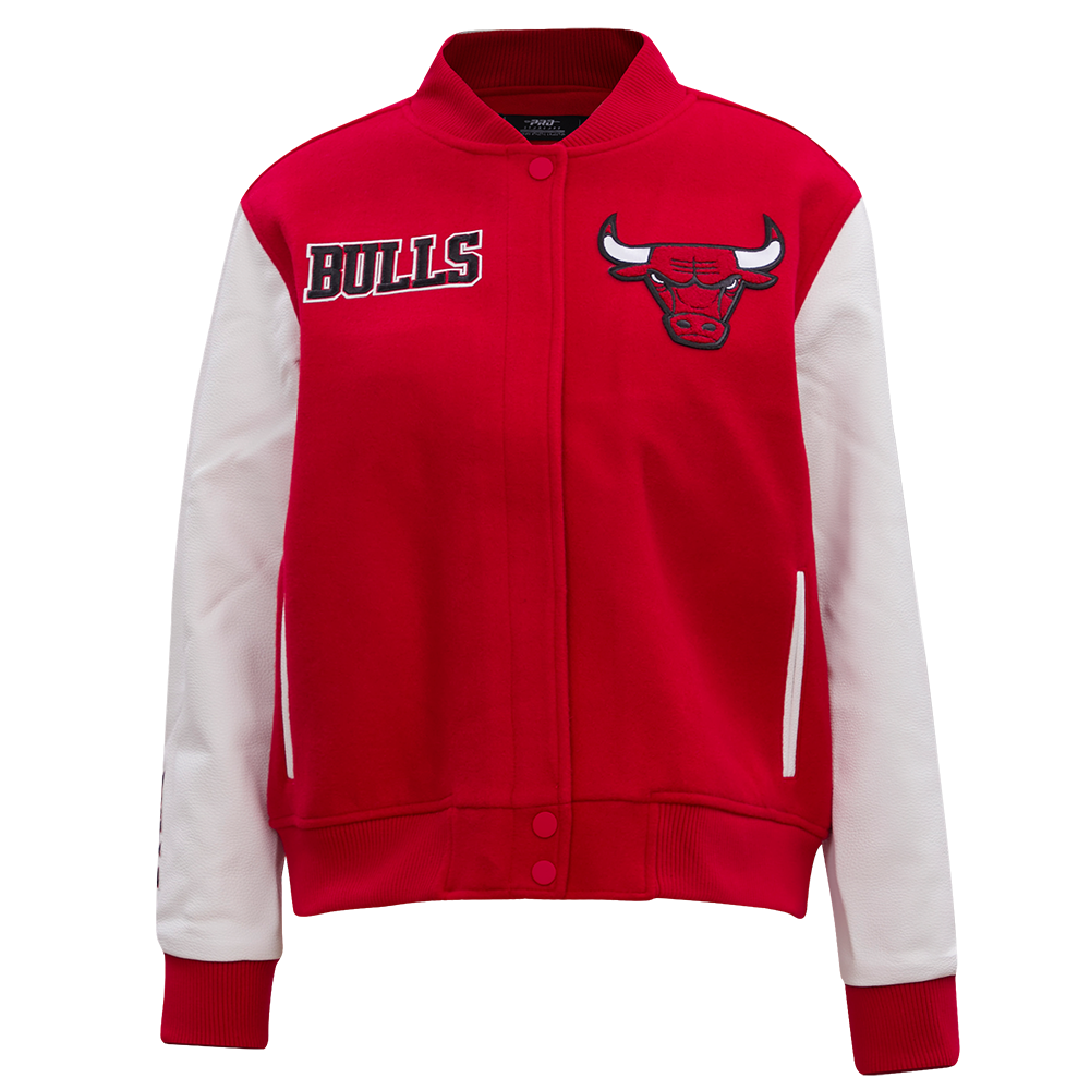 NBA CHICAGO BULLS CLASSIC BLOUSON COLLÉGIAL EN LAINE POUR FEMME (ROUGE/BLANC)