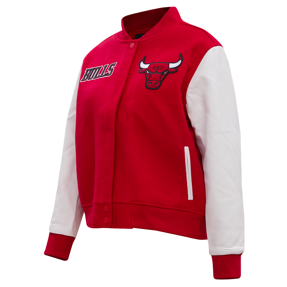 NBA CHICAGO BULLS CLASSIC BLOUSON COLLÉGIAL EN LAINE POUR FEMME (ROUGE/BLANC)