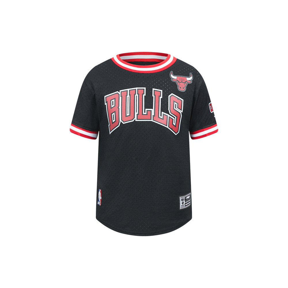 NBA CHICAGO BULLS CLASSIC T-SHIRT EN FILET À MANCHES COURTES POUR GARÇON ENFANT (NOIR/ROUGE)