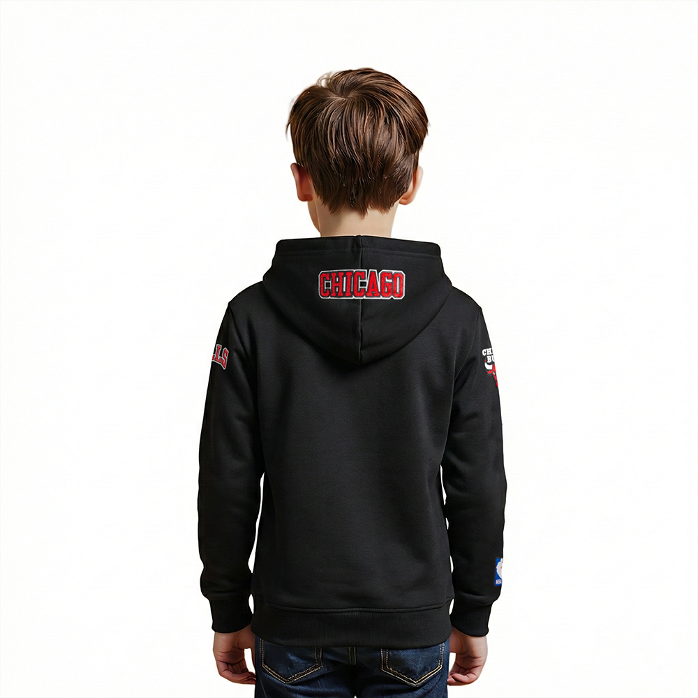 NBA CHICAGO BULLS CLASSIC LITTLE BOYS FLEECE FULL ZIP HOODIE (BLACK)