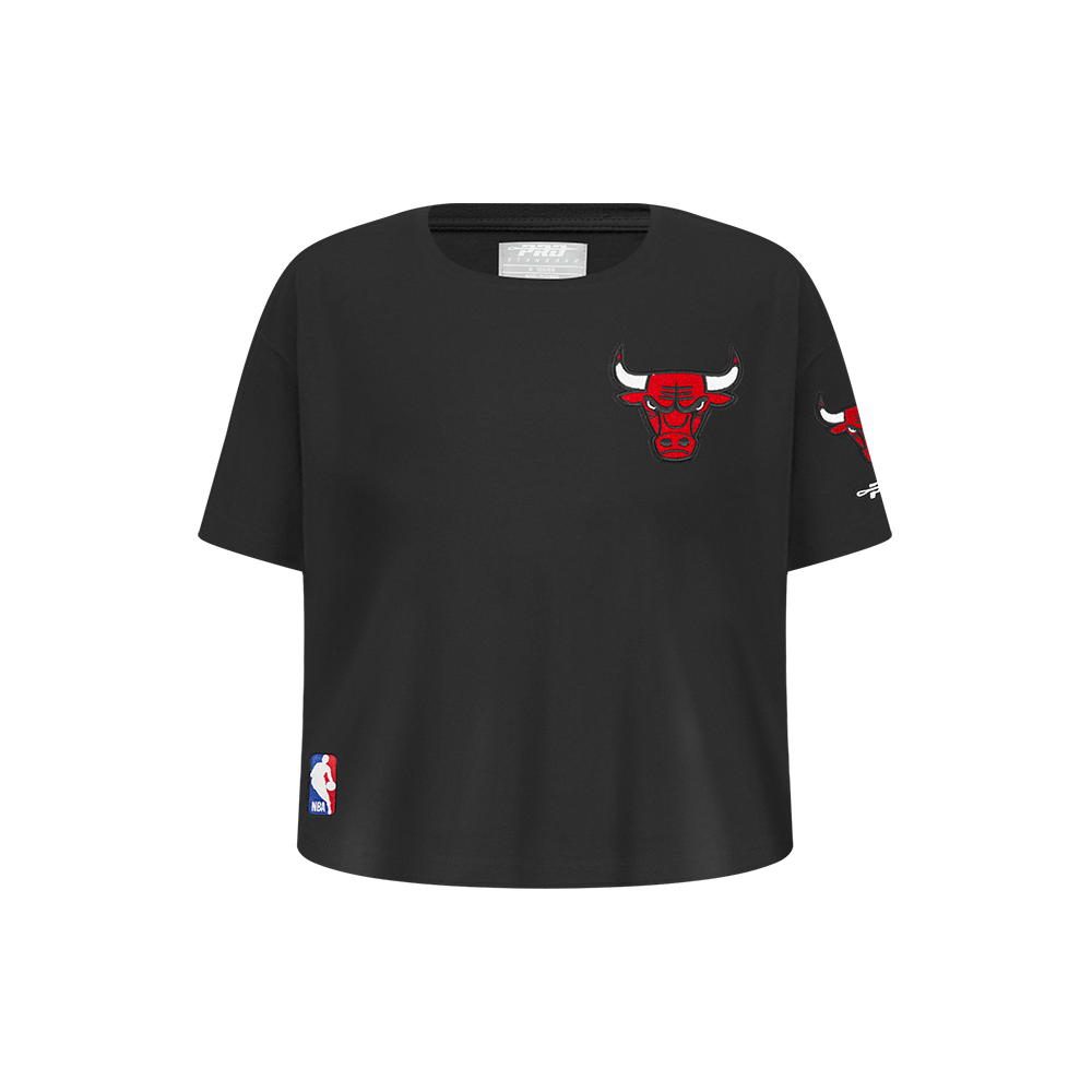 NBA CHICAGO BULLS CLASSIC LITTLE GIRL'S SHORT SLEEVE BOXY TEE (BLACK)