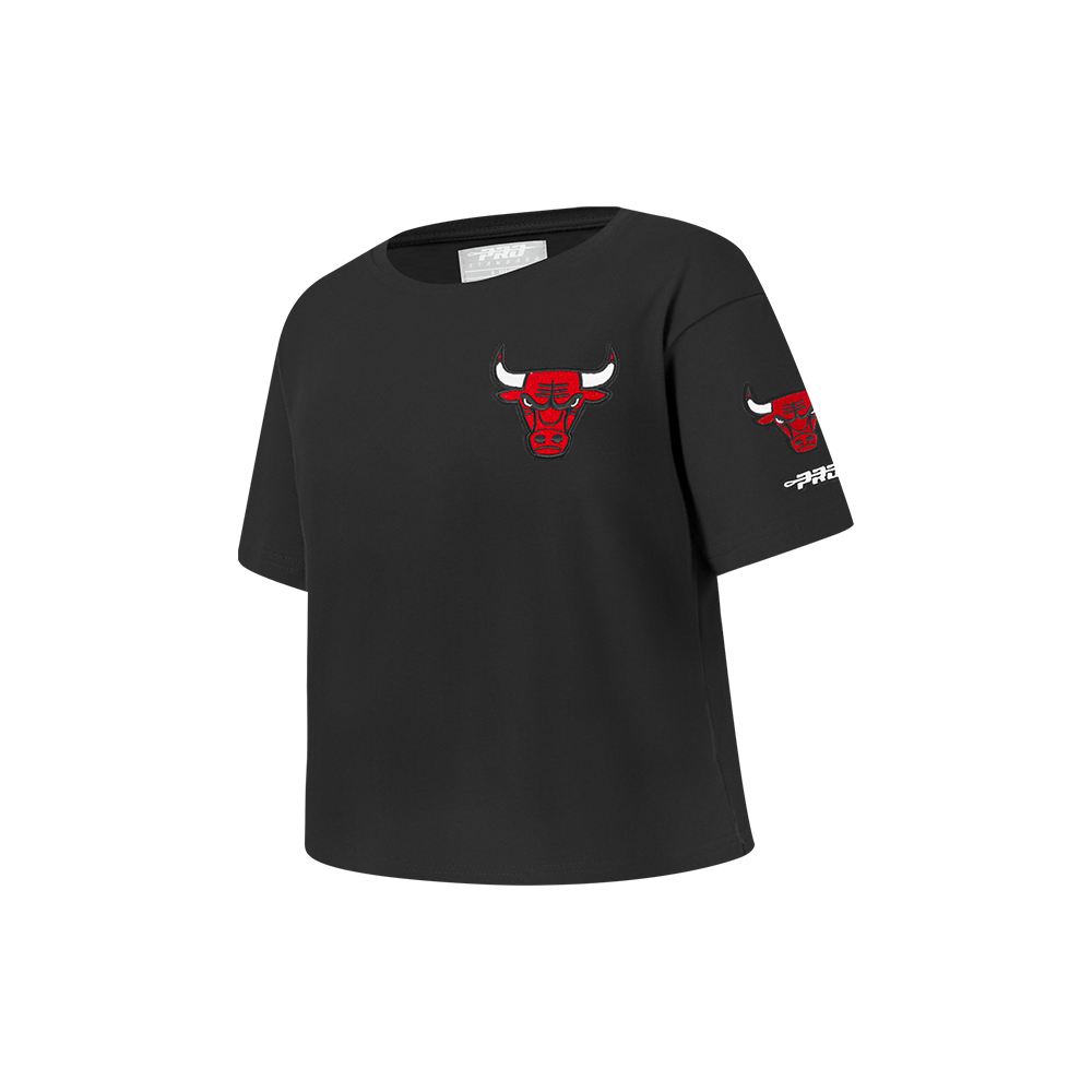 NBA CHICAGO BULLS CLASSIC LITTLE GIRL'S SHORT SLEEVE BOXY TEE (BLACK)