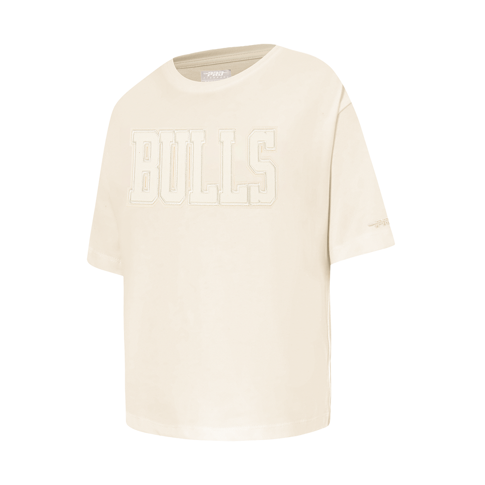 NBA CHICAGO BULLS NEUTRAL LITTLE GIRLS SHORT SLEEVE BOXY TEE (EGGSHELL)