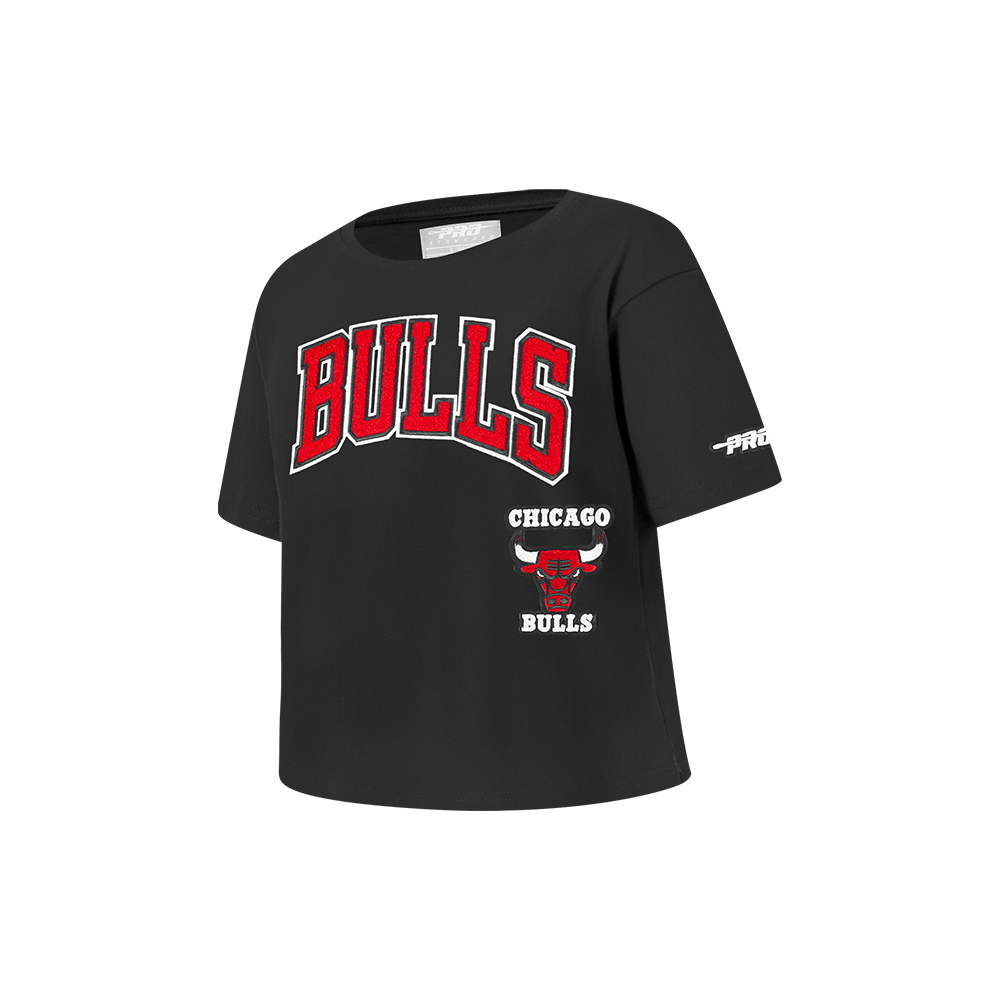 NBA CHICAGO BULLS RETRO CLASSIC T-SHIRT À COUPE CARRÉE À MANCHES COURTES POUR FILLE ENFANT (NOIR)