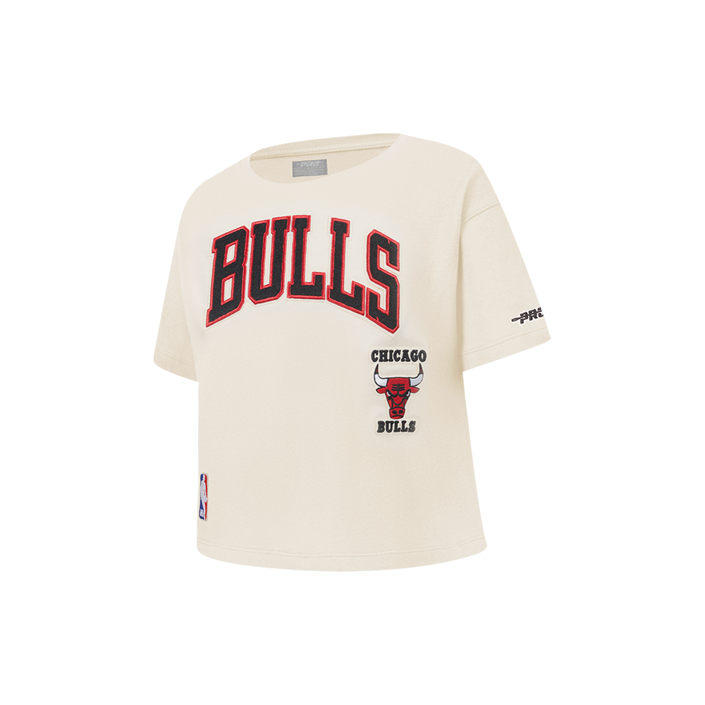 NBA CHICAGO BULLS RETRO CLASSIC LITTLE GIRLS SHORT SLEEVE BOXY TEE (EGGSHELL)