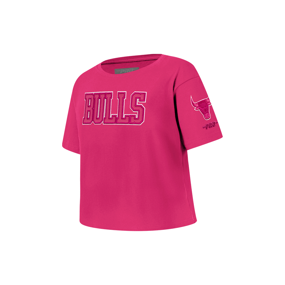 NBA CHICAGO BULLS TRIPLE PINK LITTLE GIRL'S SHORT SLEEVE BOXY TEE (BEETROOT PURPLE)