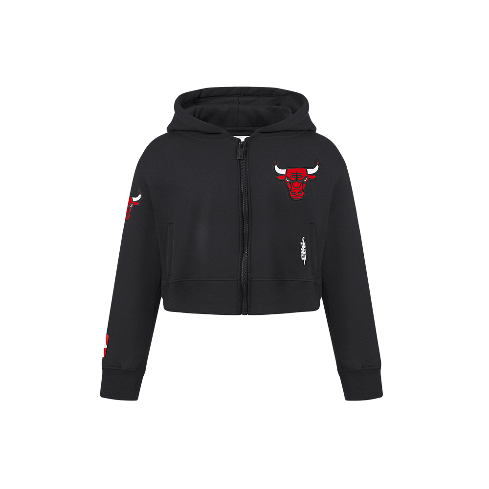 NBA CHICAGO BULLS CLASSIC LITTLE GIRL'S FLEECE FULL ZIP HOODIE (BLACK)