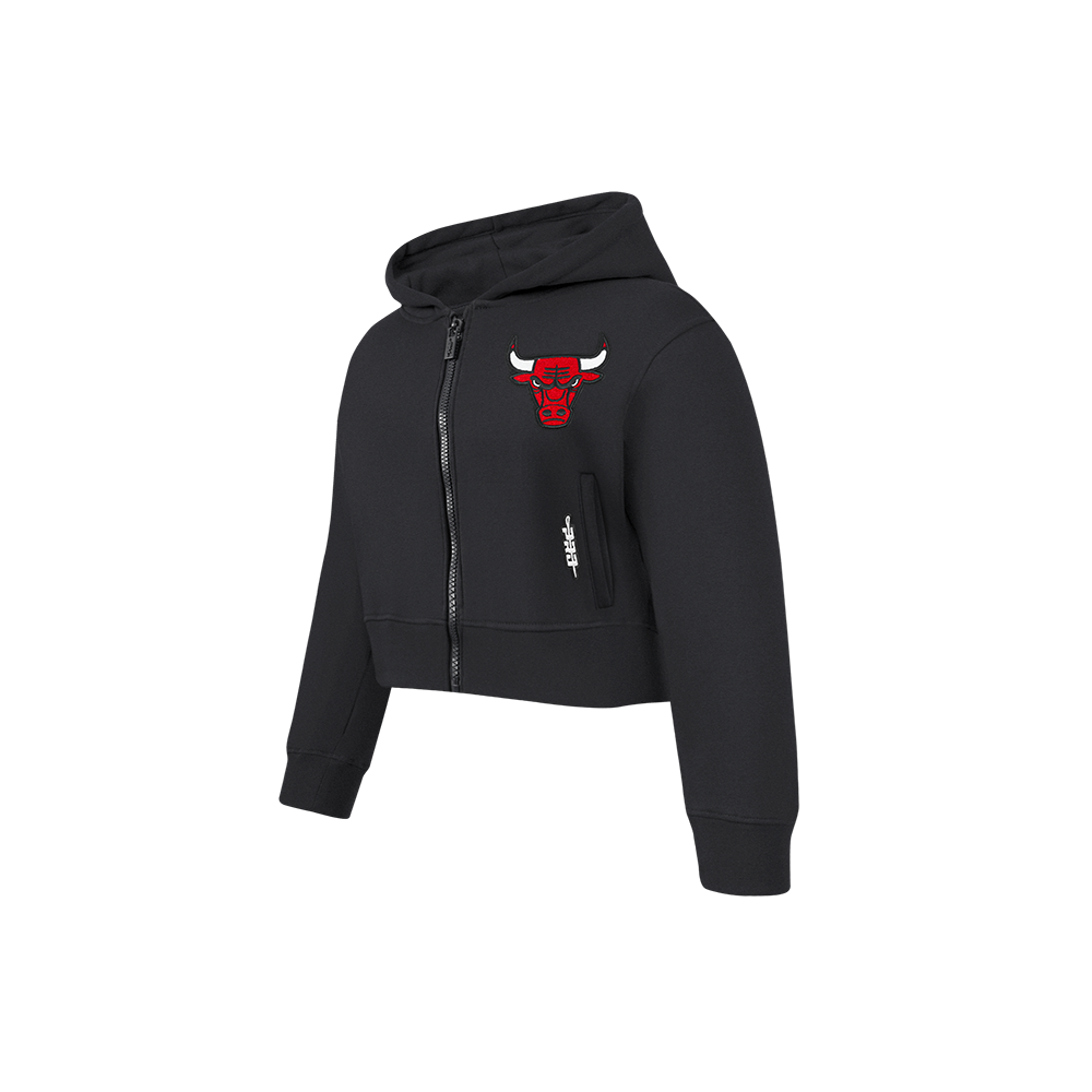 NBA CHICAGO BULLS CLASSIC LITTLE GIRL'S FLEECE FULL ZIP HOODIE (BLACK)
