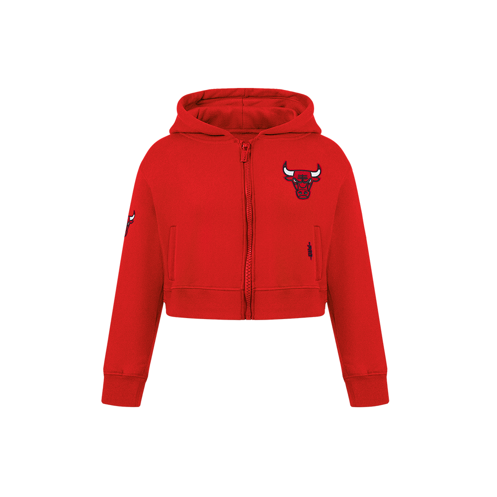 NBA CHICAGO BULLS CLASSIC LITTLE GIRL'S FLEECE FULL ZIP HOODIE (RED)