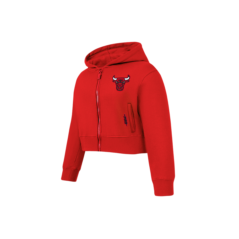 NBA CHICAGO BULLS CLASSIC LITTLE GIRL'S FLEECE FULL ZIP HOODIE (RED)