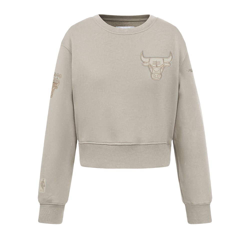 NBA CHICAGO BULLS NEUTRAL LITTLE GIRL'S FLEECE CREWNECK (TAUPE)