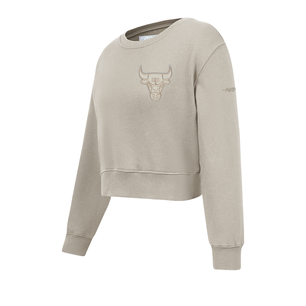NBA CHICAGO BULLS NEUTRAL LITTLE GIRLS FLEECE CREWNECK (TAUPE)