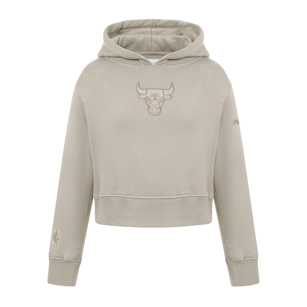 NBA CHICAGO BULLS NEUTRAL LITTLE GIRL'S FLEECE PULLOVER HOODIE (TAUPE)