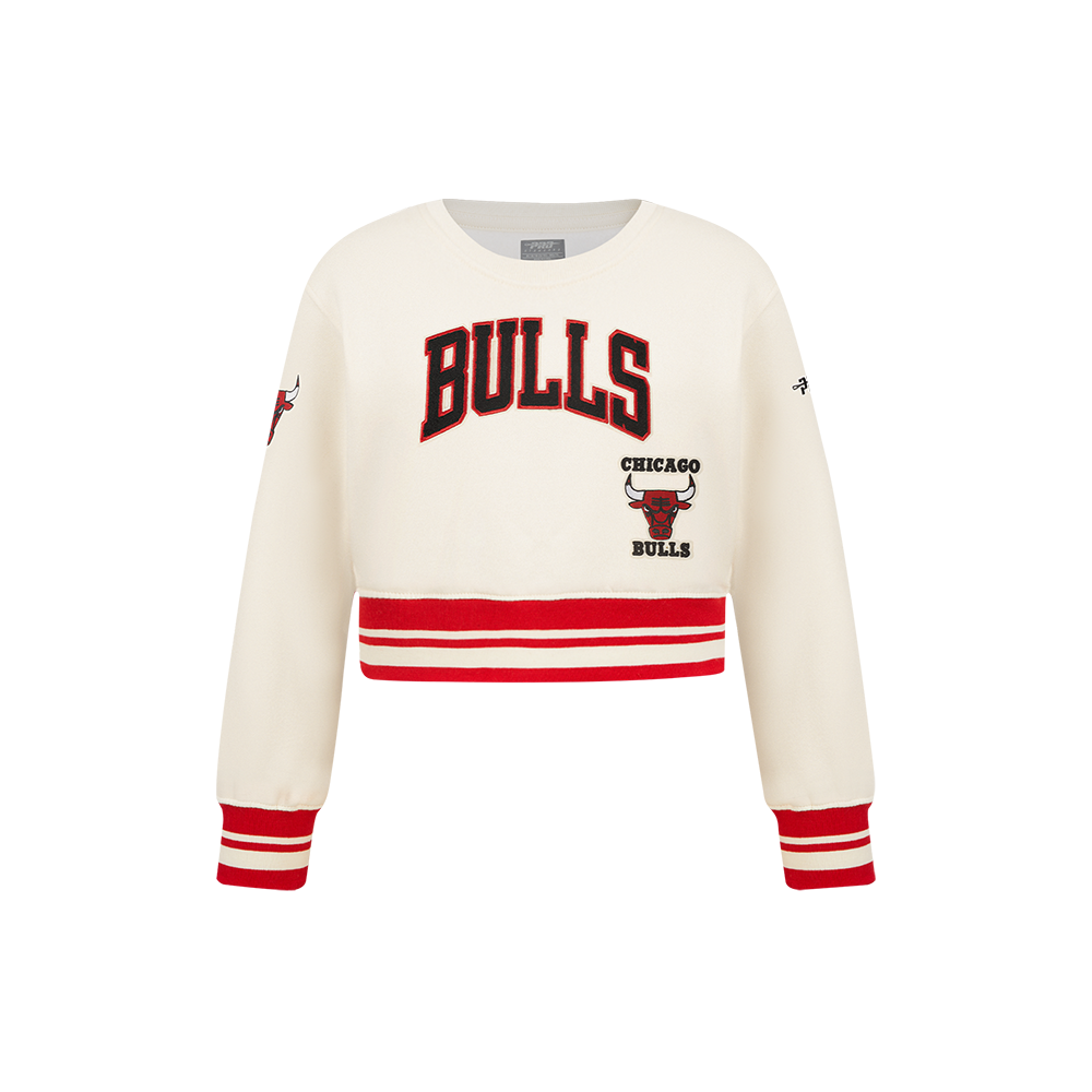 NBA CHICAGO BULLS RETRO CLASSIC CHANDAIL À COL ROND EN MOLLETON CÔTELÉ POUR FILLE ENFANT (COQUILLE D'ŒUF/ROUGE)