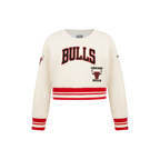 NBA CHICAGO BULLS RETRO CLASSIC CHANDAIL À COL ROND EN MOLLETON CÔTELÉ POUR FILLE ENFANT (COQUILLE D'ŒUF/ROUGE)